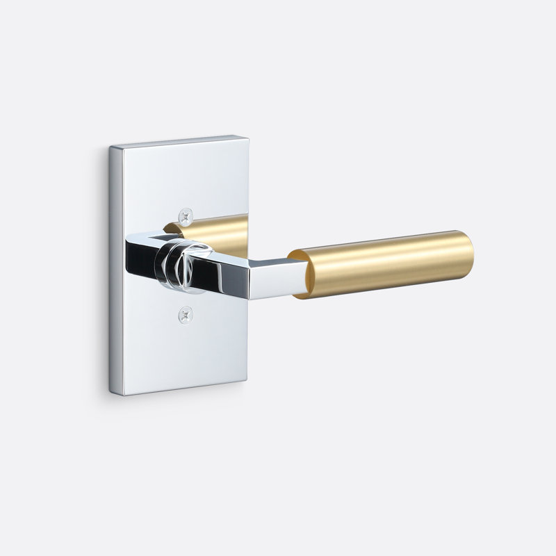 Fausse rosette Levanto, poignée lisse, Chrome poli, Laiton satiné