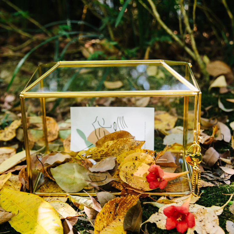 Ieremia Glass Card Box or Gift Display Box with Heart Lock