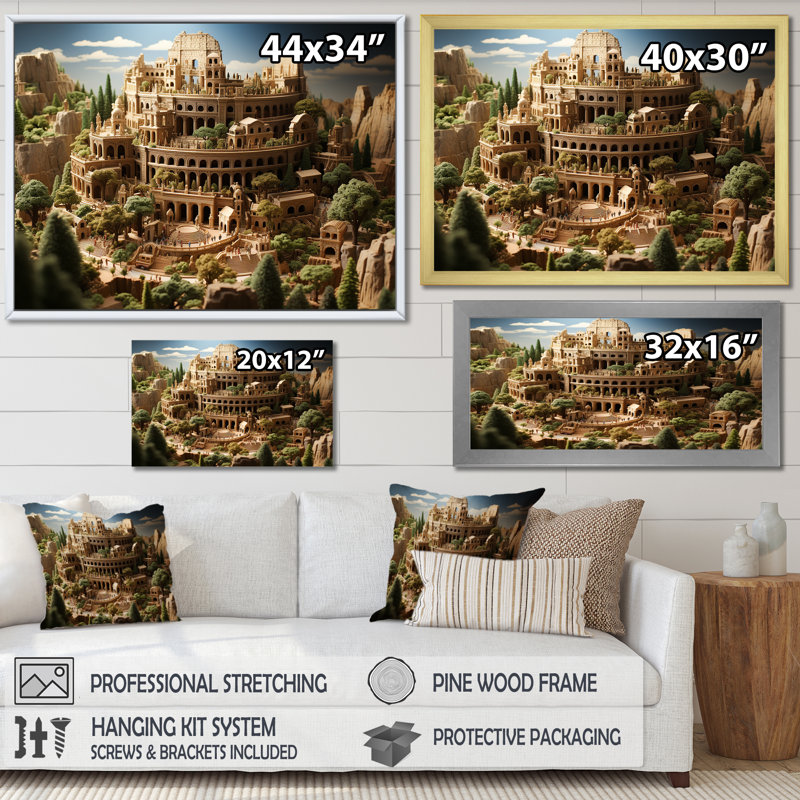 Le Colisée inspiré par les arènes romaines antiques sur toile, Cadre flottant noir, H 12 po x l 20 po x P 1 po