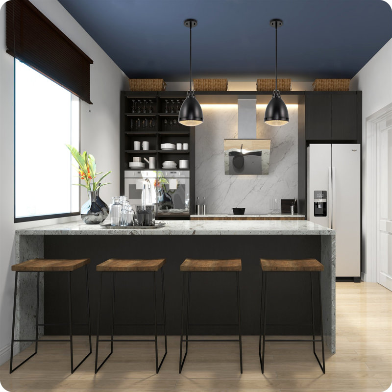 Luminaire suspendu en forme de cloche noire à 1 lumière Joelton