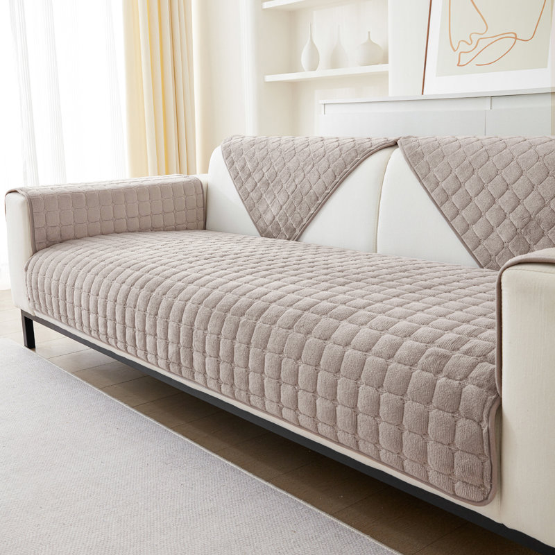 Housse pour canapé en flanelle à coussins carrés (excluant les accoudoirs ou les dossiers), L 70 po x P 28 po, Brun
