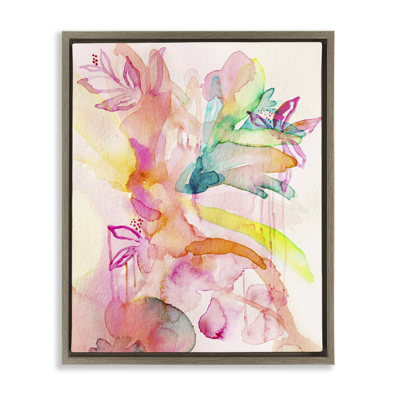 Cadre flottant Watercolor Island Florals, design par Gemma Bardot, H 21 po x l 17 po, Cadre flottant orme Montalcino