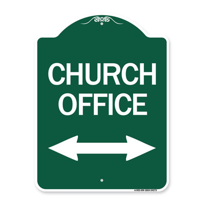 Enseigne Signmission Designer Series - Stationnement d'églises (avec flèche bidirectionnelle) | Enseigne architecturale en aluminium de gros calibre vert et blanc 18 po x 18 po | Protégez votre entreprise et votre commune | Fabriqué aux États-Unis