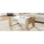 Table basse tendance très brillante avec 2 tiroirs, compartiments cachés, tablette ouverte, blanc, 41,3 po x 23,6 po, design moderne