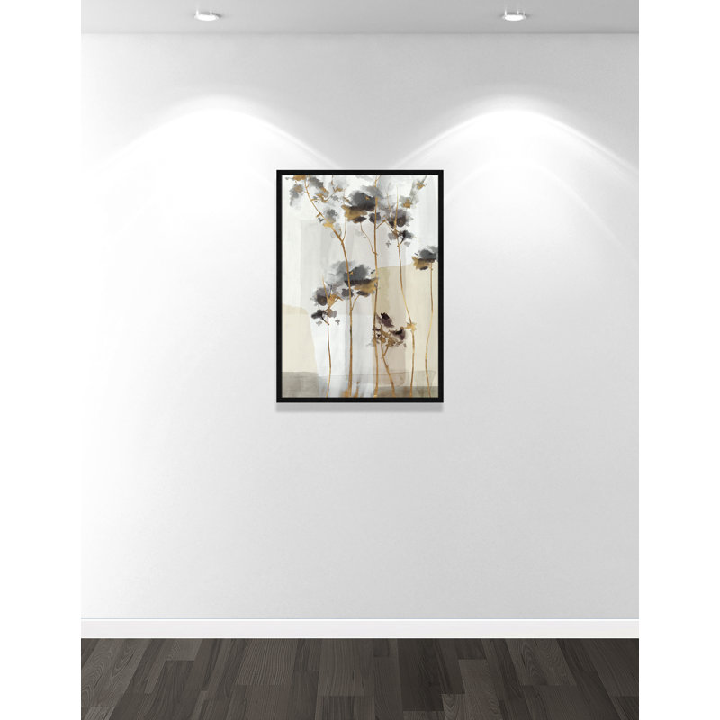 Impression Golden Zen II par Eva Watts, L 25,5 po x H 35,5 po, Impression encadrée, Grain de bois noir