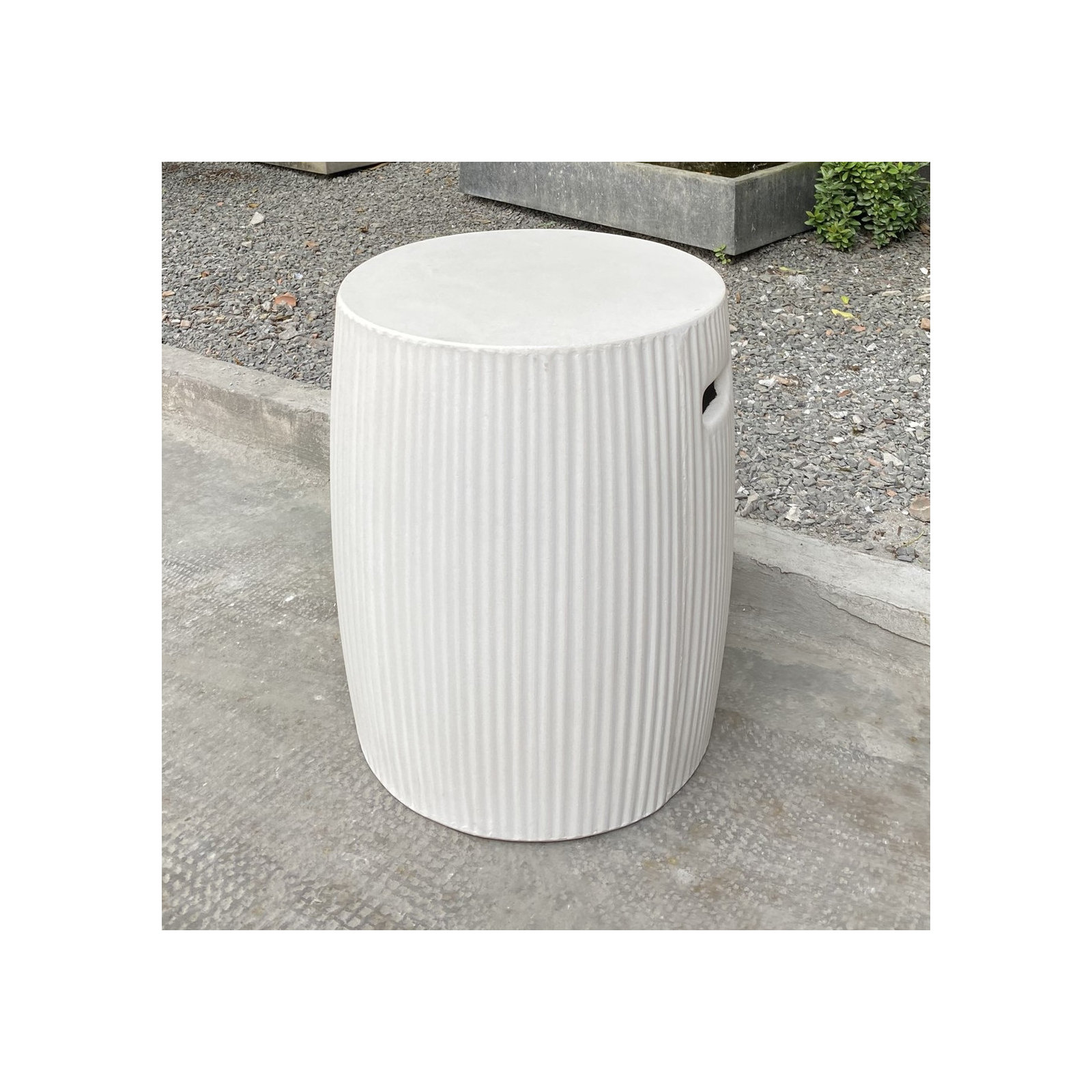 Lionel 15" W x 15" D Round Weather Resistant Concrete Outdoor Side Table , White