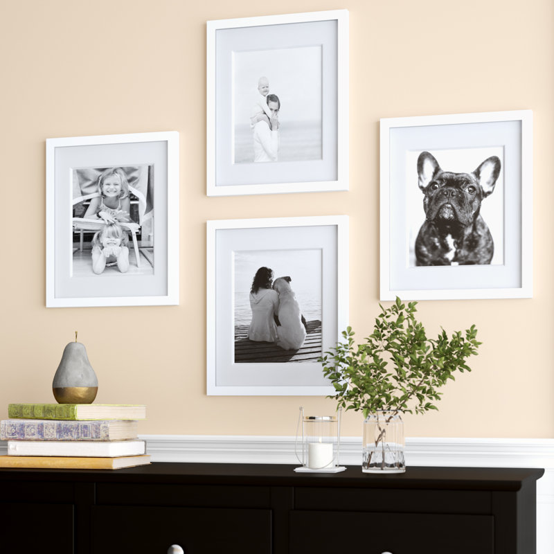 Ensemble de cadres muraux en bois Creason, Blanc, 11 po x 14 po, 8 po x 10 po, Paquet de 4