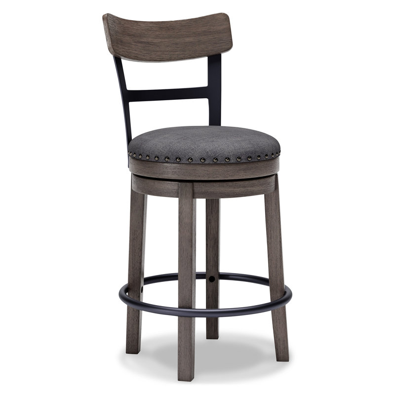 Tabouret de bar et de comptoir pivotant, gris, Tabouret de comptoir (siège d'une hauteur de 24 p