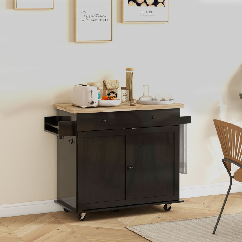 Sibyla 45.5 " W Kitchen Island, Black