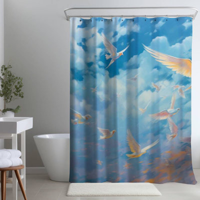 Shower Curtain CO165 – Polyester Shower Curtain, Dye Sublimation Print, 71" W × 74" L