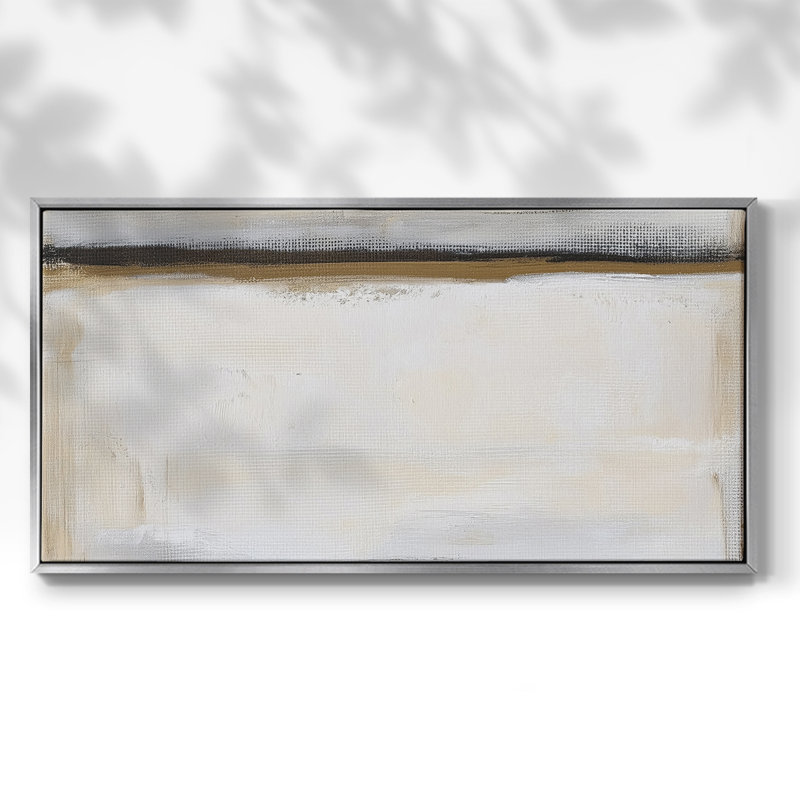Série abstraite-Dxxxix- Toile tendue avec châssis tendue, prête à être accrochée, H 25 po x l 41 po, Argent argent