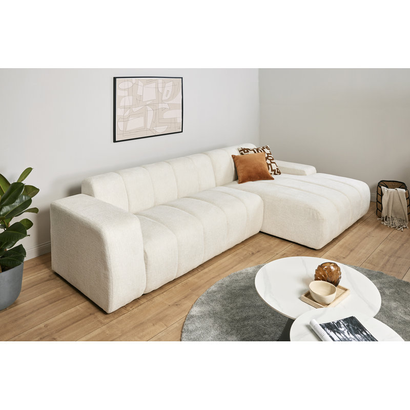 Charee Corner Sectional, White Boucle, Right Hand Facing