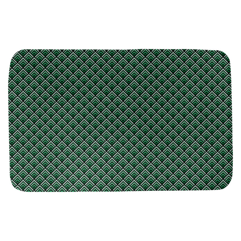 Tapis de salle de bain géométrique à dégradé inverse Avicia, l 17 po x L 24 po, Noir / Vert
