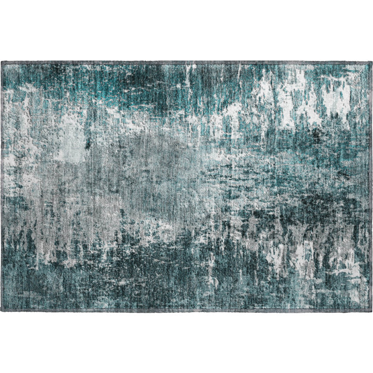 Premium Machine Washable Prisco Teal Rug