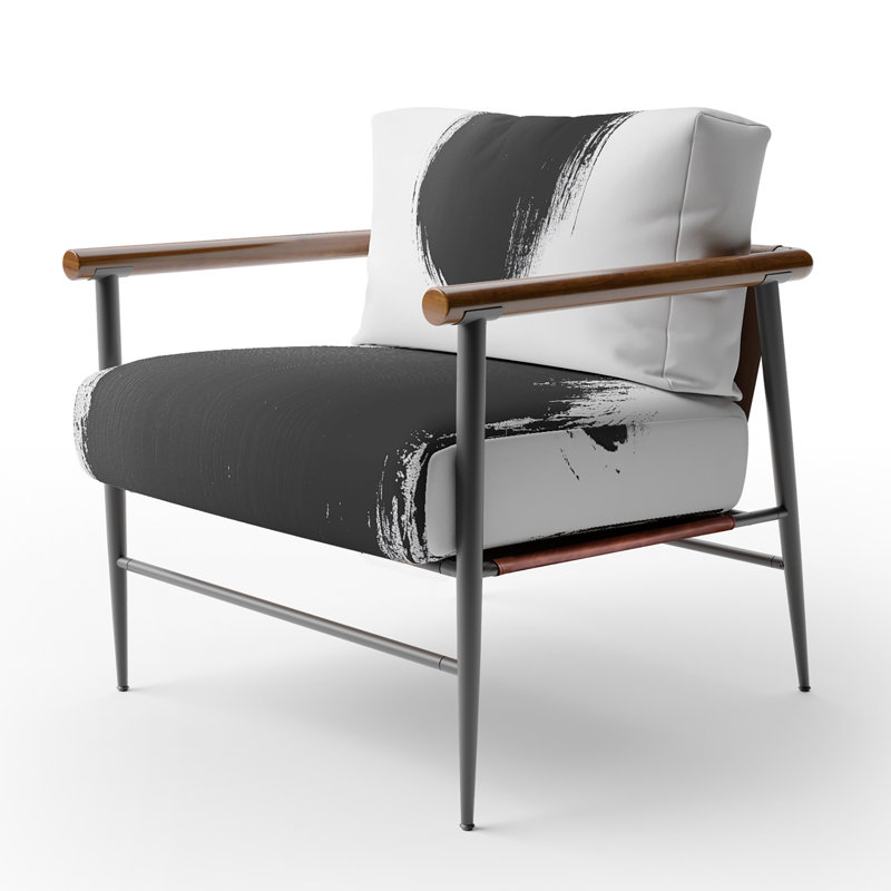 Chaise d'appoint abstraite Minimalisme - Fauteuil ovale monochrome brossé, Brown Round Arms