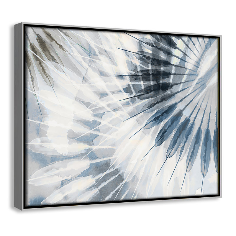 Dance of the Rays I - Blue Version Print par Eva Watts, H 12,5 po x l 15,5 po, Argent