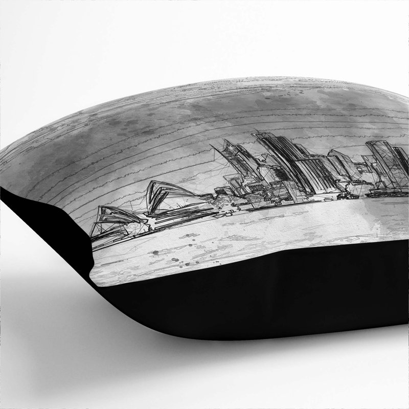 Square Throw Cushion, 55cm H x 55cm W x 20cm D, Black