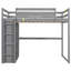 Lit mezzanine double avec garde-robe intégrée et tablettes de rangement, lumière DEL-76332063