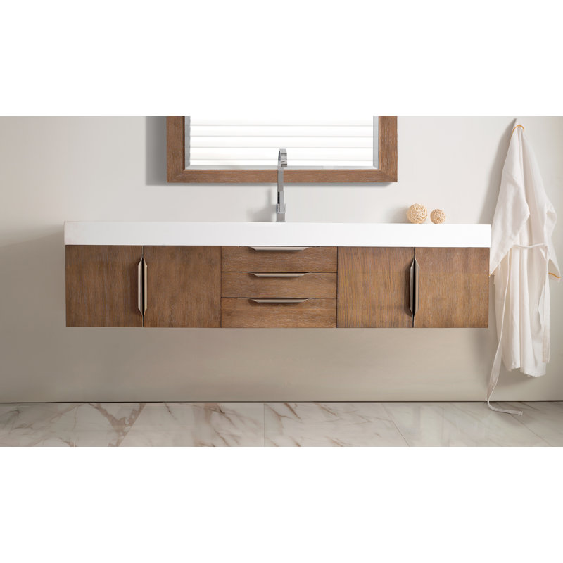 Mercer Island 72'' W Single Vanity, Glossy White, Dusk Gray, Brushed Nickel