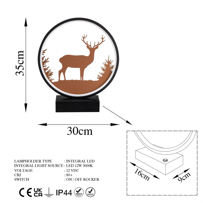 Lampe de bureau en métal, Cuivre noir