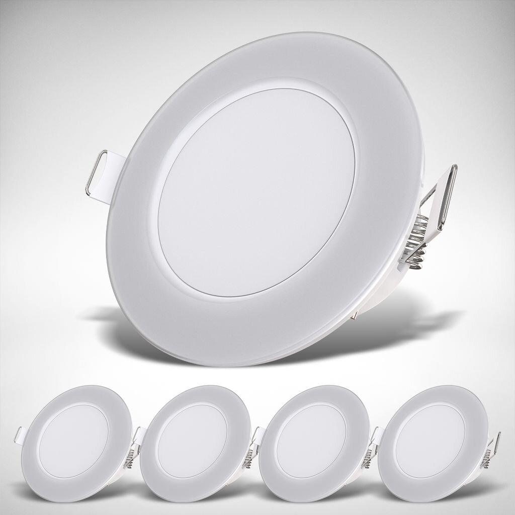 LED Einbauleuchten Bad 5er Set - neutralweißes Licht - Weiß - 3W - Ø68 cm