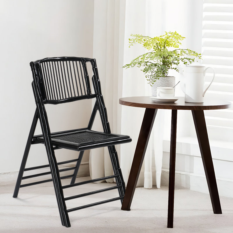 Chaise de patio pliante en bois noir (ensemble de 1), Noir