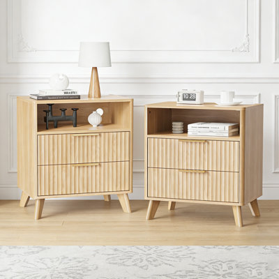 Table de chevet 23,6 po avec 2 tiroirs (ensemble de 2)
