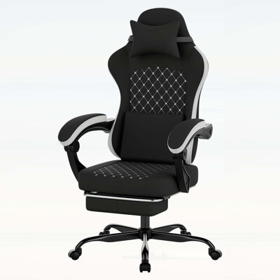 Ergonomic PC Gaming Chair with Massage, Footrest, and Adjustable Lumbar Support for Ultimate Comfort