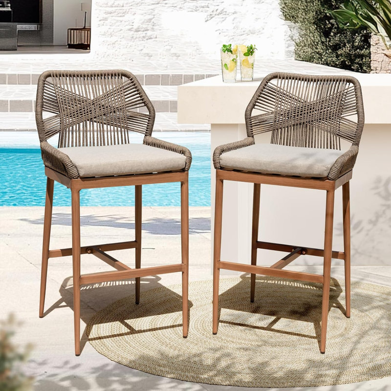 Boho Rope Counter Stools Set of 2, 31.63"H