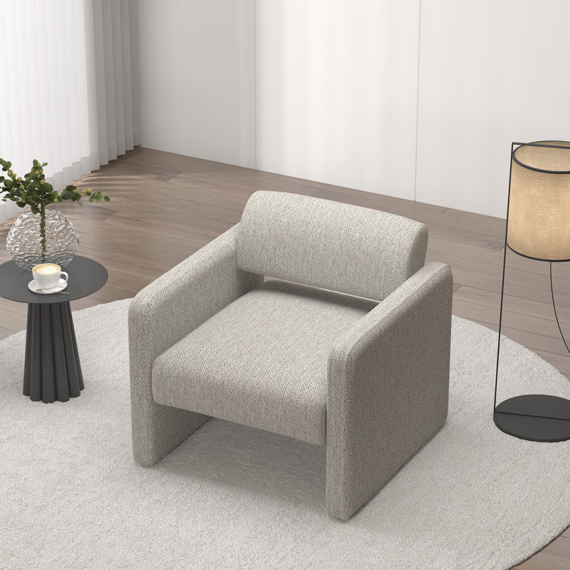 Upholstered Comfortable Chair, Light Gray Velvet