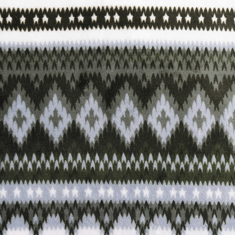 Eddie Bauer Shelton Fair Isle Plush Reversible Comforter Set, Twin Comforter + 1 Standard Sham, Green Geometric