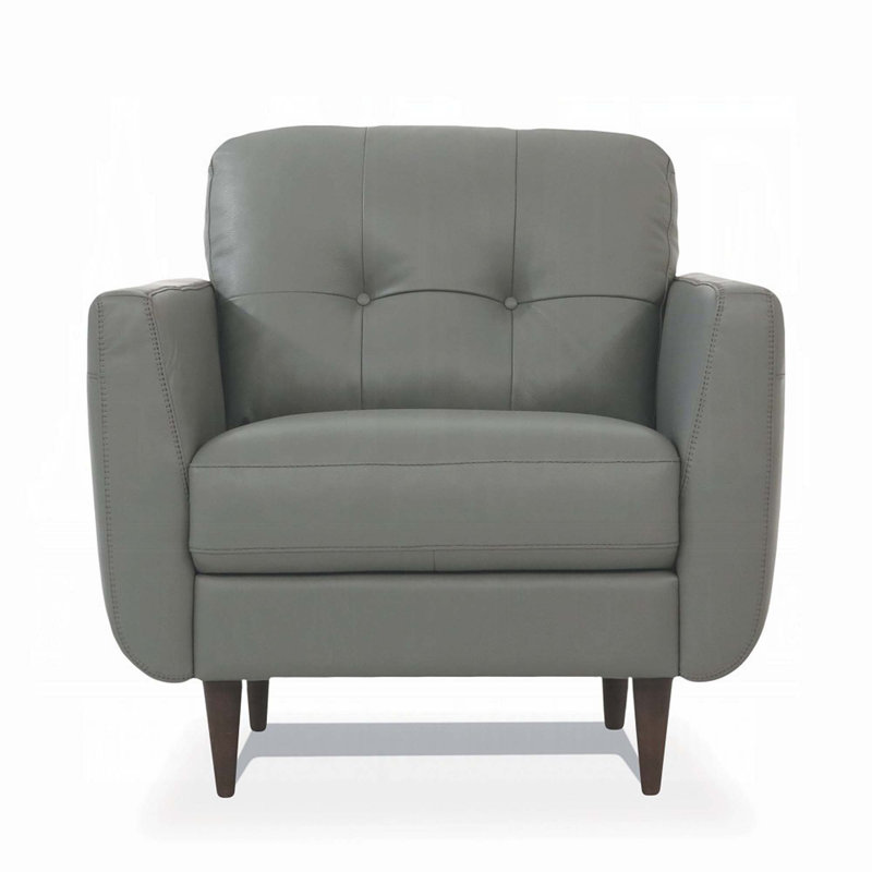 Bove Upholstered Armchair, Pesto Green Genuine Leather