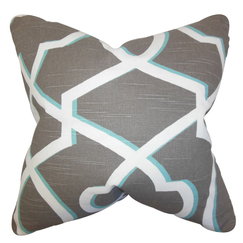 Geometric Cotton Reversible Throw Pillow, Gray Blue, 20" x 20"