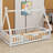 Modern Tent-Shaped Teepee Floor Bed With Guardrails, Slats And Door-440176184-440176185
