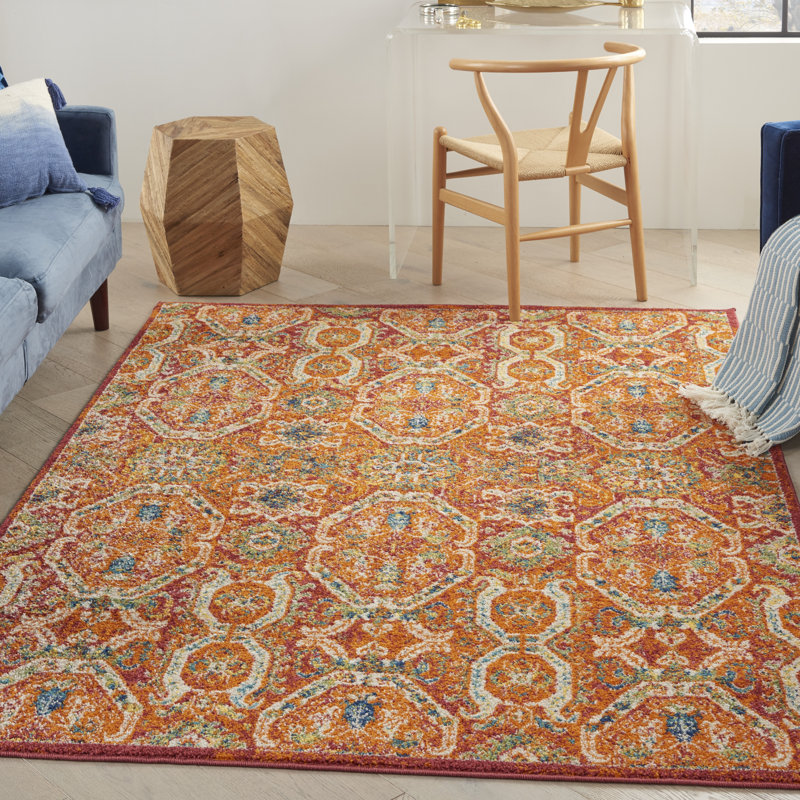 Tapis oriental rouge Lakenya, Rectangle 5 pi 3 po x 7 pi 3 po