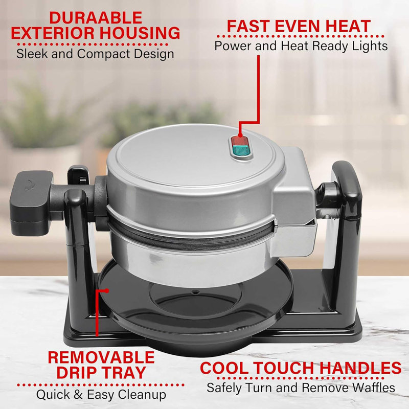 Flip Belgian Waffle Maker With Temperature Control, Non-stick Plates