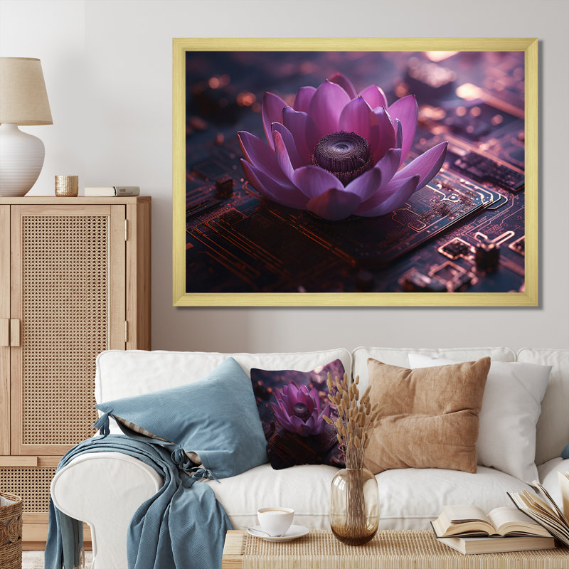 Urban Urban Lotus sur circuit imprimé sur toile, H 24 po x l 32 po x P 1 po, Cadre doré à une seule photo