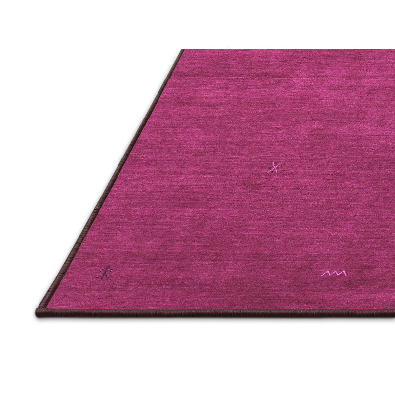 Tapis abstrait en magenta tissé à la machine, Rectangle 4 pi x 6 pi