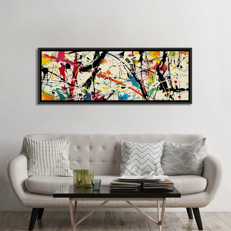 Pollock Wink, reproduction d'art mural, toile encadrée, Noir, H 24 po x l 72 po