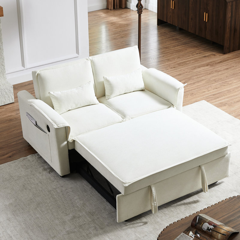 Canapé-lit convertible avec tissu en velours doux et dossier réglable - peu encombrant