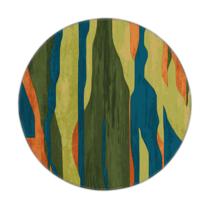 Ridge Flow Indoor And Outdoor Area Rug, Round 5'