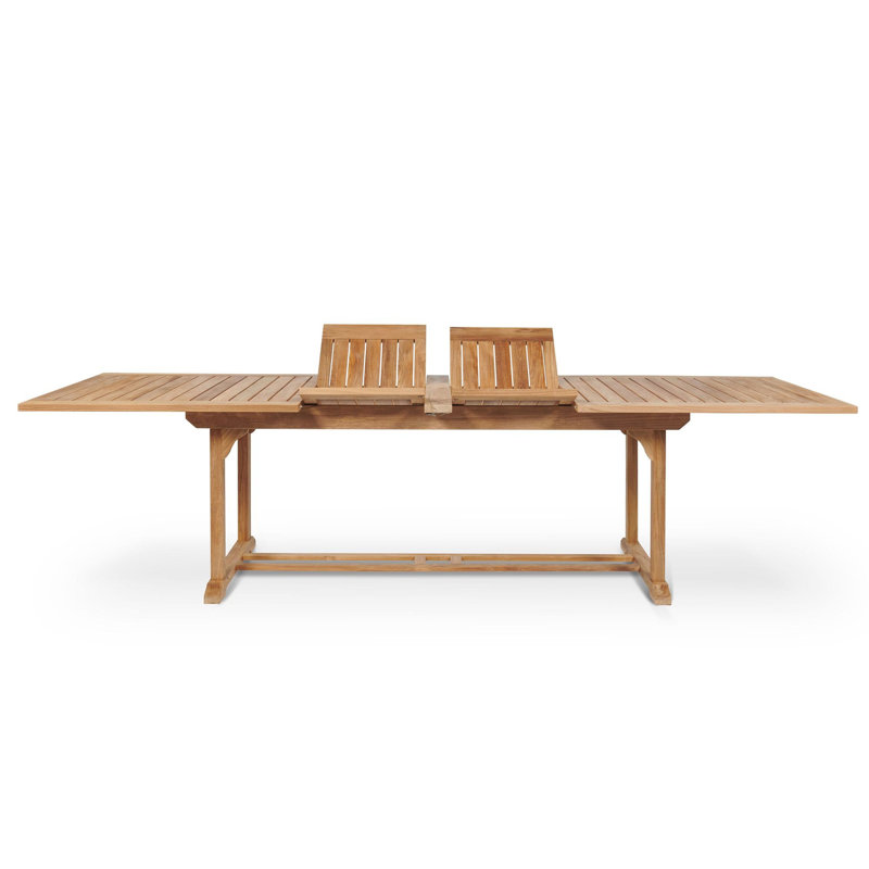 Devon 9-Piece Teak Dining Extension Table With Folding Chairs