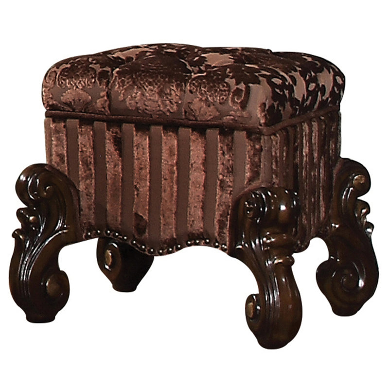 Tabouret de coiffeuse brun et cerisier avec garniture cloutée, Brun