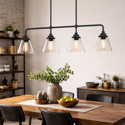 4 - Light Dimmable  Industrial Linear Kitchen Island Pendant Light