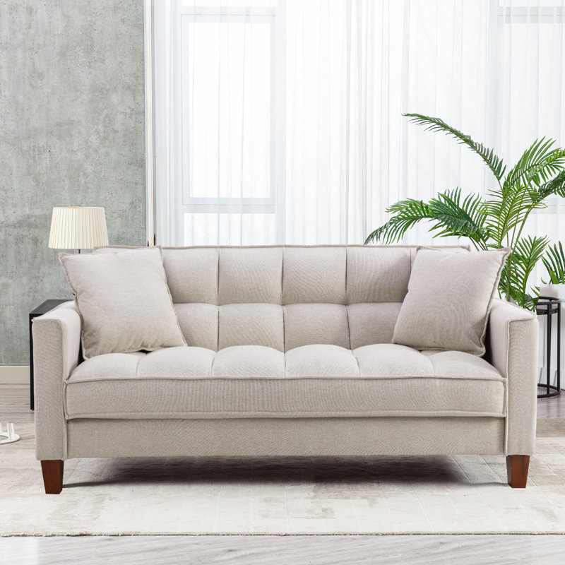 Canapé rembourré 70 po Evella, 100 % polyester beige