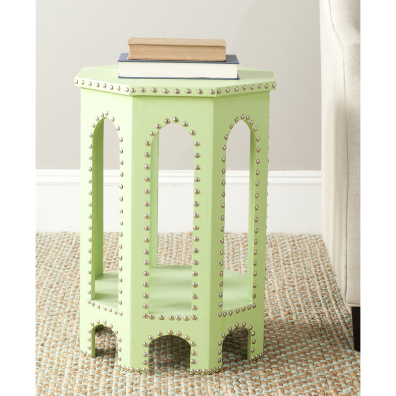Table de bout cylindrique avec rangement Nara, Vert clair