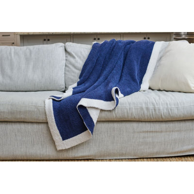 Cozy Stretch Throw Blanket- Grey / Off White (standard)