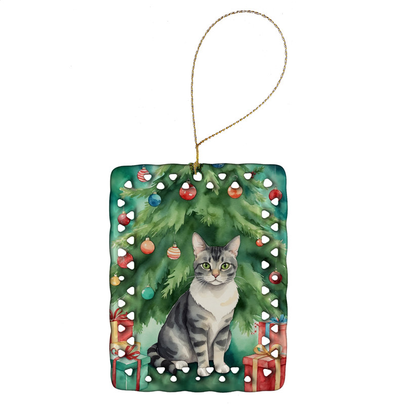 Ornement en porcelaine German Rex, Chat allemand