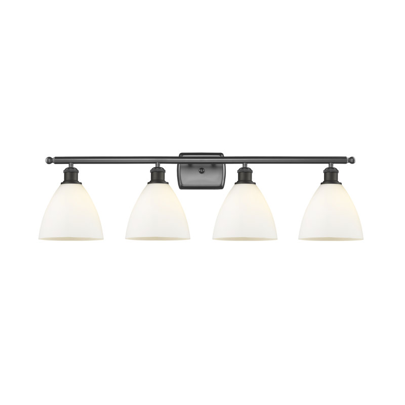 Éclairage pour meuble-lavabo 4 lumières Shauna, Blanc mat, Incandescente, Bronze huilé