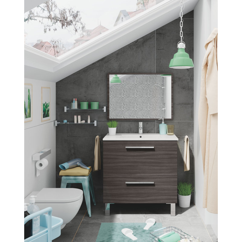 Dishaun 80cm Single Bathroom Vanity Base Only, Grey